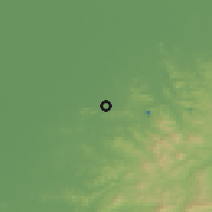Shaded relief of the 53 km around Jiupu, drawn from the GMTED2010 grid