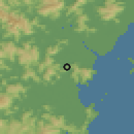 Shaded relief of the 57 km around Kunyang, drawn from the GMTED2010 grid