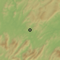 Shaded relief of the 57 km around Lengshuijiang, drawn from the GMTED2010 grid