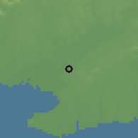 Shaded relief of the 58 km around Lianzhou, drawn from the GMTED2010 grid