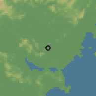 Shaded relief of the 58 km around Anbu, drawn from the GMTED2010 grid