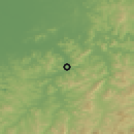Shaded relief of the 53 km around Liuerbao, drawn from the GMTED2010 grid
