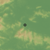 Shaded relief of the 58 km around Liusha, drawn from the GMTED2010 grid