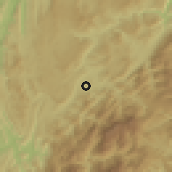 Shaded relief of the 57 km around Longhua, drawn from the GMTED2010 grid