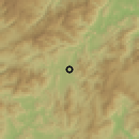 Shaded relief of the 58 km around Longyan, drawn from the GMTED2010 grid
