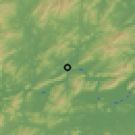 Shaded relief of the 58 km around Lubu, drawn from the GMTED2010 grid
