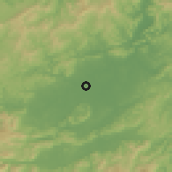 Shaded relief of the 58 km around Luocheng, drawn from the GMTED2010 grid