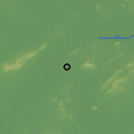 Shaded relief of the 56 km around Luodu, drawn from the GMTED2010 grid