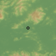 Shaded relief of the 58 km around Luoyang, drawn from the GMTED2010 grid