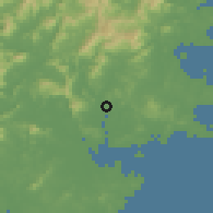 Shaded relief of the 58 km around Luoyang, drawn from the GMTED2010 grid