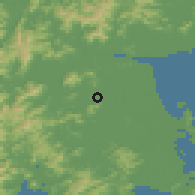 Shaded relief of the 57 km around Luqiao, drawn from the GMTED2010 grid