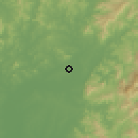 Shaded relief of the 56 km around Macheng, drawn from the GMTED2010 grid