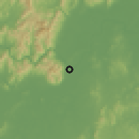 Shaded relief of the 58 km around Matong, drawn from the GMTED2010 grid