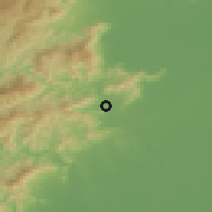 Shaded relief of the 53 km around Mentougou, drawn from the GMTED2010 grid