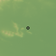 Shaded relief of the 55 km around Nandun, drawn from the GMTED2010 grid