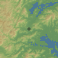 Shaded relief of the 56 km around Ninghai, drawn from the GMTED2010 grid