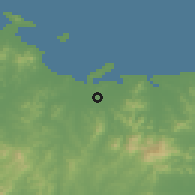 Shaded relief of the 54 km around Ninghai, drawn from the GMTED2010 grid