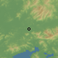 Shaded relief of the 58 km around Pingshan, drawn from the GMTED2010 grid
