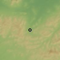 Shaded relief of the 54 km around Boshan, drawn from the GMTED2010 grid