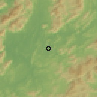 Shaded relief of the 58 km around Qingtang, drawn from the GMTED2010 grid