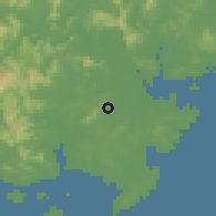 Shaded relief of the 58 km around Qingyang, drawn from the GMTED2010 grid