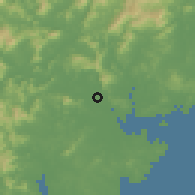 Shaded relief of the 58 km around Quanzhou, drawn from the GMTED2010 grid