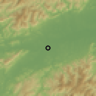 Shaded relief of the 57 km around Quzhou, drawn from the GMTED2010 grid