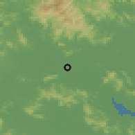 Shaded relief of the 58 km around Rongcheng, drawn from the GMTED2010 grid
