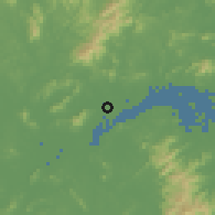 Shaded relief of the 58 km around Sanbu, drawn from the GMTED2010 grid