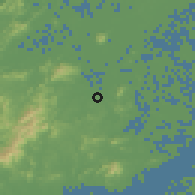 Shaded relief of the 58 km around Shaping, drawn from the GMTED2010 grid