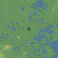 Shaded relief of the 58 km around Shiwan, drawn from the GMTED2010 grid