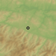 Shaded relief of the 56 km around Shiyan, drawn from the GMTED2010 grid
