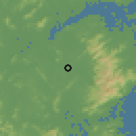 Shaded relief of the 58 km around Taicheng, drawn from the GMTED2010 grid