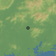 Shaded relief of the 58 km around Tangping, drawn from the GMTED2010 grid