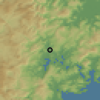 Shaded relief of the 57 km around Tongshan, drawn from the GMTED2010 grid