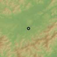 Shaded relief of the 56 km around Tunxi, drawn from the GMTED2010 grid