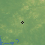 Shaded relief of the 53 km around Wafangdian, drawn from the GMTED2010 grid