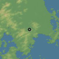 Shaded relief of the 57 km around Wenling, drawn from the GMTED2010 grid