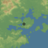 Shaded relief of the 58 km around Xiamen, drawn from the GMTED2010 grid