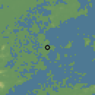 Shaded relief of the 58 km around Xiaolan, drawn from the GMTED2010 grid
