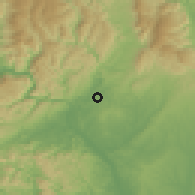 Shaded relief of the 56 km around Xiaoxita, drawn from the GMTED2010 grid