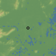 Shaded relief of the 58 km around Xinan, drawn from the GMTED2010 grid