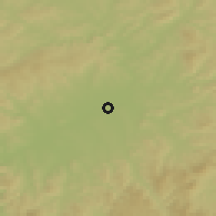 Shaded relief of the 50 km around Xinqing, drawn from the GMTED2010 grid