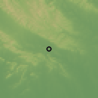 Shaded relief of the 56 km around Xinshi, drawn from the GMTED2010 grid