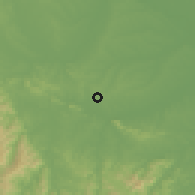 Shaded relief of the 56 km around Xinyang, drawn from the GMTED2010 grid