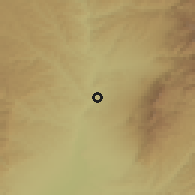Shaded relief of the 54 km around Xinzhi, drawn from the GMTED2010 grid
