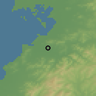 Shaded relief of the 53 km around Xiongyue, drawn from the GMTED2010 grid