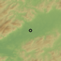 Shaded relief of the 57 km around Xiongzhou, drawn from the GMTED2010 grid