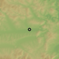 Shaded relief of the 52 km around Yanji, drawn from the GMTED2010 grid