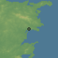 Shaded relief of the 54 km around Yatou, drawn from the GMTED2010 grid